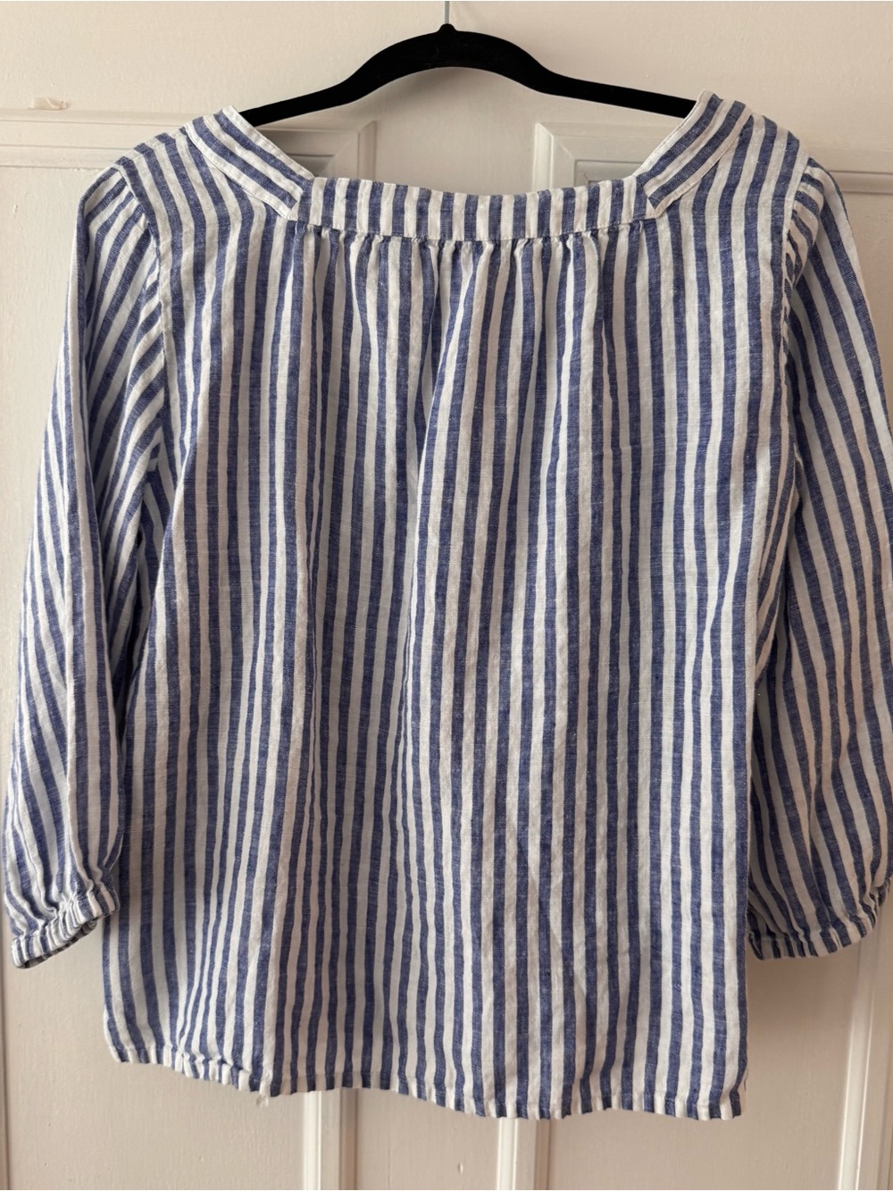 Lands' End Blue and White Striped Scoop Neck Blouse - Picture 2 of 4